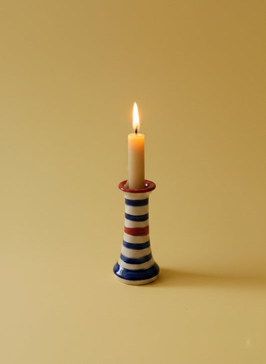 Small candleholder with stripes