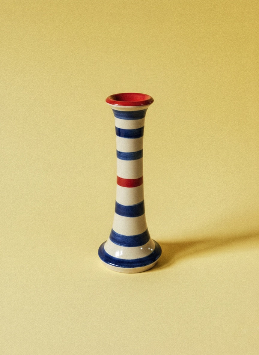Long candleholder with stripes