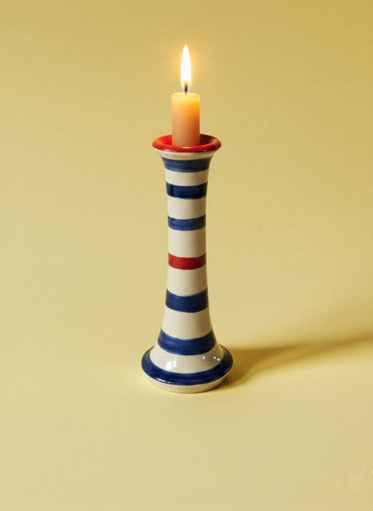 Long candleholder with stripes