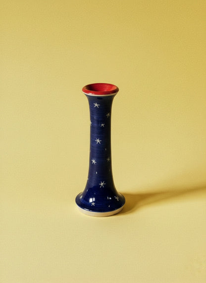 Medium blue candleholder with stars